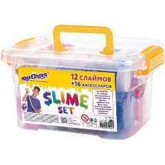 Изображение товара Набор слаймов 12 цветов, 16 аксессуаров, в пластиковом боксе, ЮНЛАНДИЯ, 663774