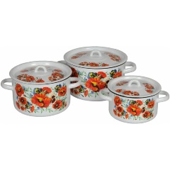 Изображение товара Набор кастрюль СтальЭмаль Маки мечта эмалированный 1с33 из стали для всех плит