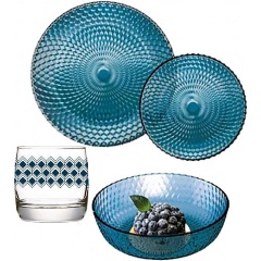 Изображение товара Столовый набор LUMINARC ИДИЛЛИЯ ЛОНДОН ТОПАЗ 16пр со стаканами РОМБ ТОПАЗ 310мл (S3458)