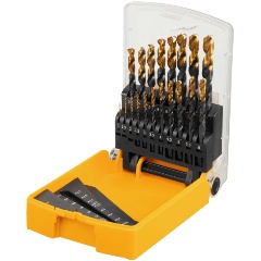 Изображение товара Набор сверл по металлу DENZEL, 1-10 мм, HSS-Tin, Golden Tip, 19 шт, 72321