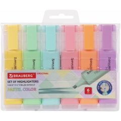 Изображение товара Набор текстовыделителей BRAUBERG 6 шт., АССОРТИ, "ORIGINAL PASTEL", линия 1-5 мм