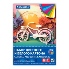 Изображение товара Набор BRAUBERG цветного и белого картона мелованный A4 (белый 10 листов, цветной 20 листов, 10 цветов), 116423