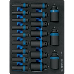 Изображение товара Набор ударных глубоких торцевых головок KING TONY 9-4419MPV 1/2", шестигранные, 10-36мм, 19 предмет