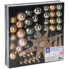 Изображение товара Набор елочных игрушек ЗОЛОТАЯ СКАЗКА 43 предмета цвет золото перламутр