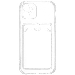 Изображение товара Силиконовый чехол Zibelino для Apple iPhone 12, Silicone Card Holder, защита камеры, прозрачный