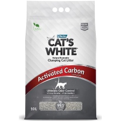 Изображение товара Наполнитель для кошачьих туалетов Cat's White Activated Carbon комкующийся, бентонитовый с активированным углем ( 10л ) (Уценка)