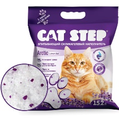 Изображение товара Наполнитель для кошачьих туалетов CAT STEP Arctic Lavender впитывающий силикагелевый 15,2 л