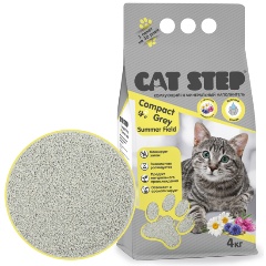 Изображение товара Наполнитель для кошачьих туалетов Cat Step Compact Grey Summer Field, комкующийся минеральный, 4 кг