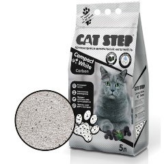 Изображение товара Наполнитель для кошачьих туалетов Cat Step Compact White Carbon комкующийся минеральный, 5л