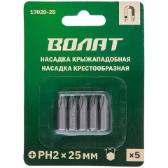 Изображение товара Насадка крестообразная PH2 25мм 5шт ВОЛАТ (17020-25)