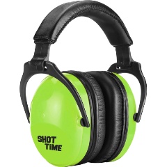 Изображение товара Наушники противошумные ShotTime 15 стрелковые, NRR 22dB, оголовье экокожа+полиуретан, амбушюры поролон, салатовые, 200г