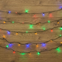 Изображение товара Светодиодная гирлянда NEON-NIGHT "Твинкл-Лайт" 6 м, 8 режимов, 40 разноцветных светодиодов, тёмно-зелёный провод, 303-029
