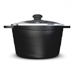 Изображение товара Кастрюля НМП "Каменная" Черный гранит, со стеклянной крышкой 4л, 186640