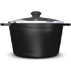 Изображение товара Кастрюля НМП "Каменная" с крышкой, черный гранит, 5 л