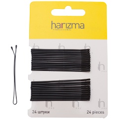 Изображение товара Невидимки для волос HARIZMA прямые, черные, 60 мм х 24 шт