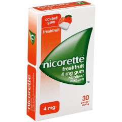 Изображение товара Лекарственное средство Никоретте жеват. резинка 4мг №30 свежие фрукты