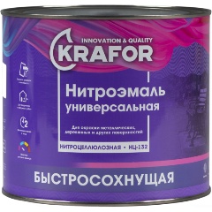 Изображение товара Быстросохнущая глянцевая нитроэмаль НЦ-132 Krafor 1,7 кг белая