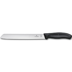 Нож для хлеба VICTORINOX SwissClassic, лезвие 21 см с серрейторной заточкой, чёрный, в блистере