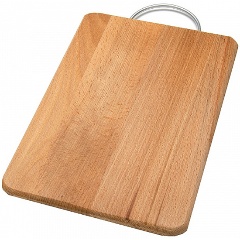 Изображение товара Доска разделочная ХОЗЯЮШКА 30х22 см, прямоугольная, малая, со скобой, бук (01-5)