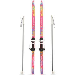 Изображение товара Подростковые лыжи NovaSport Pink Flower с креплением 140 см