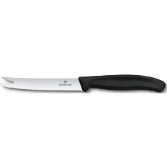Нож для сыра и колбасы VICTORINOX SwissClassic, лезвие 11 см с серрейторной заточкой, чёрный