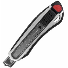 Изображение товара Нож канцелярский BRAUBERG "Heavy duty" мощный 18 мм, автофиксатор, резиновые вставки, металл