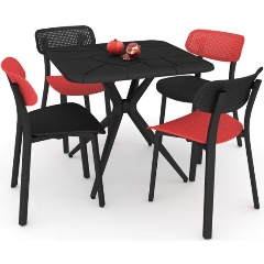 Изображение товара Обеденная группа SHEFFILTON SHT-DS131 черный/красный