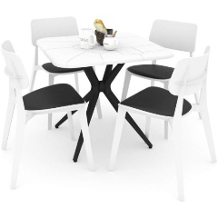 Изображение товара Обеденная группа SHEFFILTON SHT-DS135 белый черный современная мебель для дома и кафе