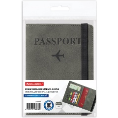 Изображение товара Обложка для паспорта и документов с защитой от считывания, 9 карманов, резинка, экокожа, графитовая, BRAUBERG, 238753