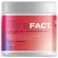 Изображение товара Очищающие пэды для лица ART&FACT с гликолевой кислотой 10%, салициловой и молочной кислотами, 32 шт