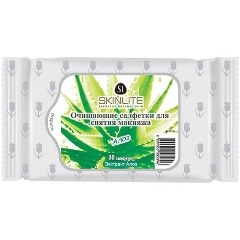 Изображение товара Очищающие салфетки для снятия макияжа SKINLITE Алоэ 30 шт — быстрый уход для лица