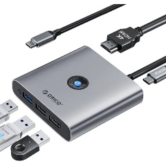 Изображение товара Мультифункциональная док-станция ORICO FAX3-5P USB Type-C 5-в-1, серый