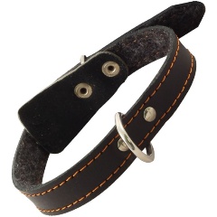 Изображение товара Ошейник GAMMA кожаный на синтепоне с кольцом, 20мм450мм