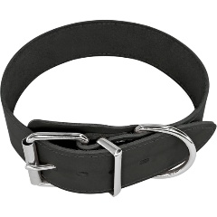 Изображение товара Ошейник ZooOne из натуральной кожи, 45 мм х 55-65 см, пряжка ролик никель, (черный)