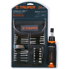 Изображение товара Отвертка с трещоткой и битами TRUPER JDM-26 18219 24 насадки, диэлектрическое покрытие