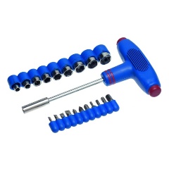 Изображение товара Отверточная рукоятка Т-образная, с битами и торцевыми головками, CR-V, 20 предметов, (уп.) РемоКолор