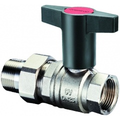 Изображение товара Кран шаровой Oventrop, Optibal, полнопроходной, DN-32, 1 1/4", НВ, PN, бар-16, ручка-пластмассовая, с ниппелем и НГ