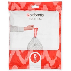 Изображение товара Мешки для мусора BRABANTIA PerfectFit, размер B (5 л), упаковка-диспенсер, 40 шт. (137747)