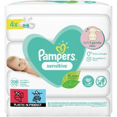 Изображение товара Детские влажные салфетки Pampers Sensitive, 208 шт.