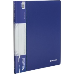 Изображение товара Папка 10 вкладышей BRAUBERG стандарт, синяя, 0,6 мм, 221591