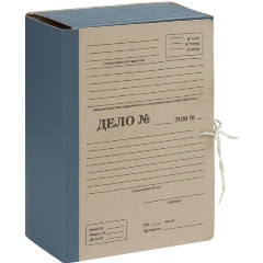 Изображение товара Архивная папка из картона и бумвинила 120 мм 4 завязки серый