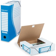 Изображение товара Папка архивная с резинкой А4 (325х250 мм), 75 мм, до 700 листов, плотная, микрогофрокартон, СИНЯЯ, BRAUBERG, 121810