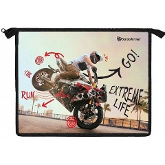 Изображение товара Папка для тетрадей Schoolformat ПРЫЖКИ ВПЕРЕД молния пластик 235х190х50 мм черный 1 отделение А5