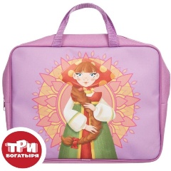 Изображение товара Папка для тетрадей КОМУС Три богатыря Любава,А4,на молн,ткань,75мм,ПМД-4-20