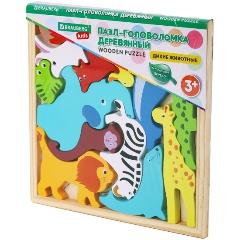 Изображение товара Деревянный развивающий пазл BRAUBERG KIDS Дикие животные 17х17 см