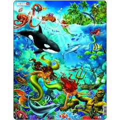Изображение товара Пазл LARSEN US20 Русалки 32 элемента яркая морская иллюстрация для детей от 3 лет