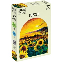 Изображение товара Пазл ТРИ СОВЫ Подсолнухи 77 элементов круглая форма дарит увлекательное занятие