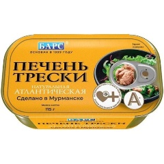 Изображение товара Печень трески Барс натуральная из мороженого сырья 115 г