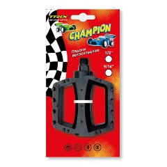 Изображение товара Педали для велосипеда детские TRIX Champion пластиковые 100x80мм резьба 916 с шипами черные
