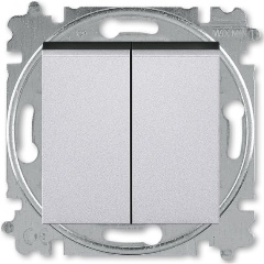 Изображение товара Переключатель двухклавишный ABB Levit серебро / дымчатый чёрный (2CHH595245A6070)